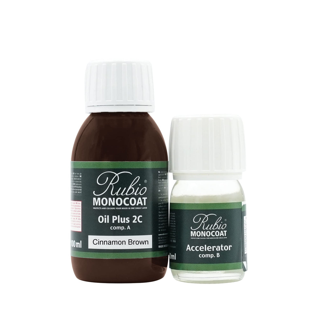 Rubio Monocoat Wood Stain & Finish 65 ft² - Cinnamon Brown | Oil Plus 2C | Quick-Dry, Eco-Friendly Linseed Wood Oil for Indoor Use, Includes Accelerator (Part B) | Protector | 130 ml Rubio Monocoat