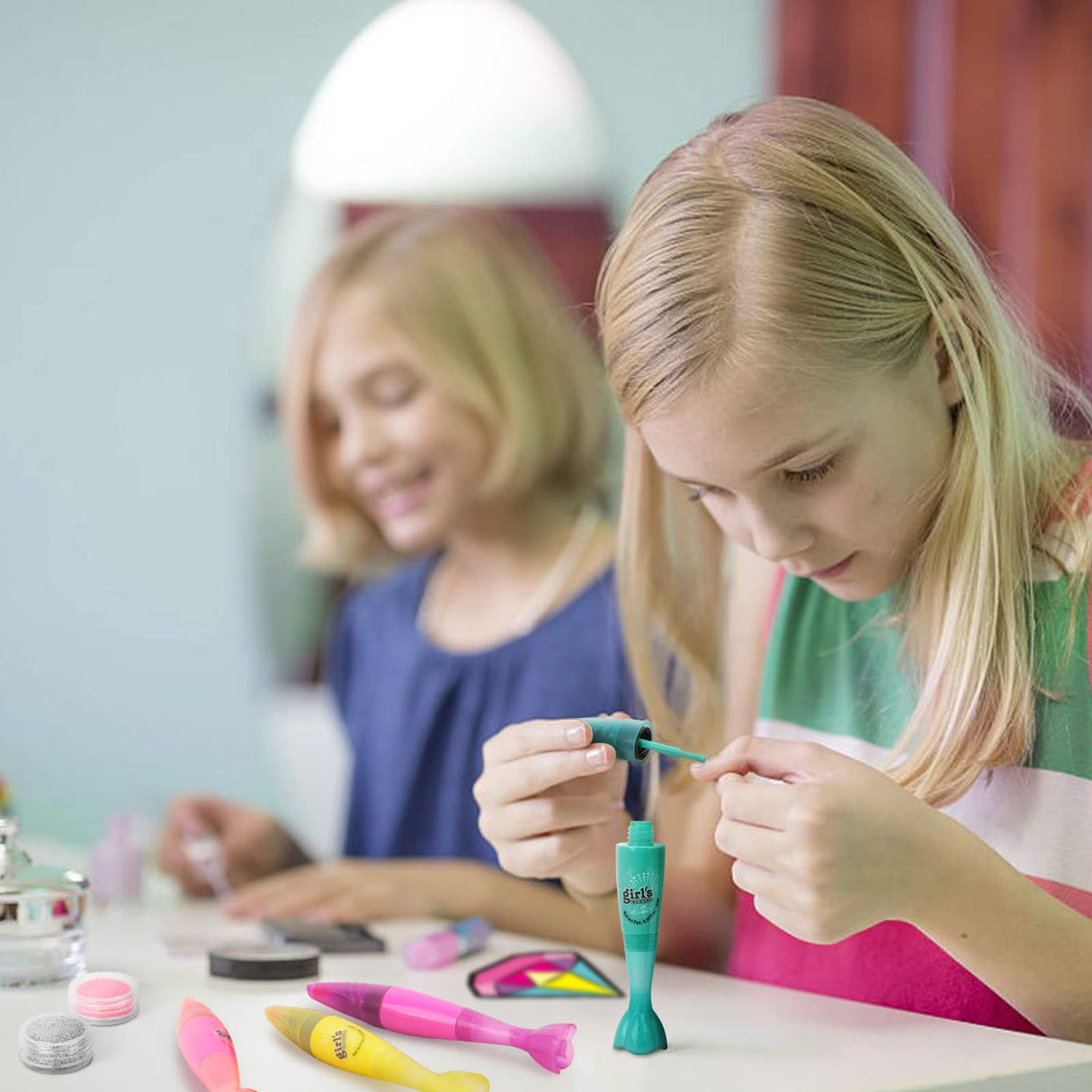 Amagoing Kids Nail Polish Set for Girls, Nail Kit for Girls Ages 7-12 with Nail Dryer, 2 in 1 Nail Pens, Sticky Cartoon Press on Fake Nail, DIY Sticker, Nail Set Play Salon Birthday Christmas Gift Amagoing