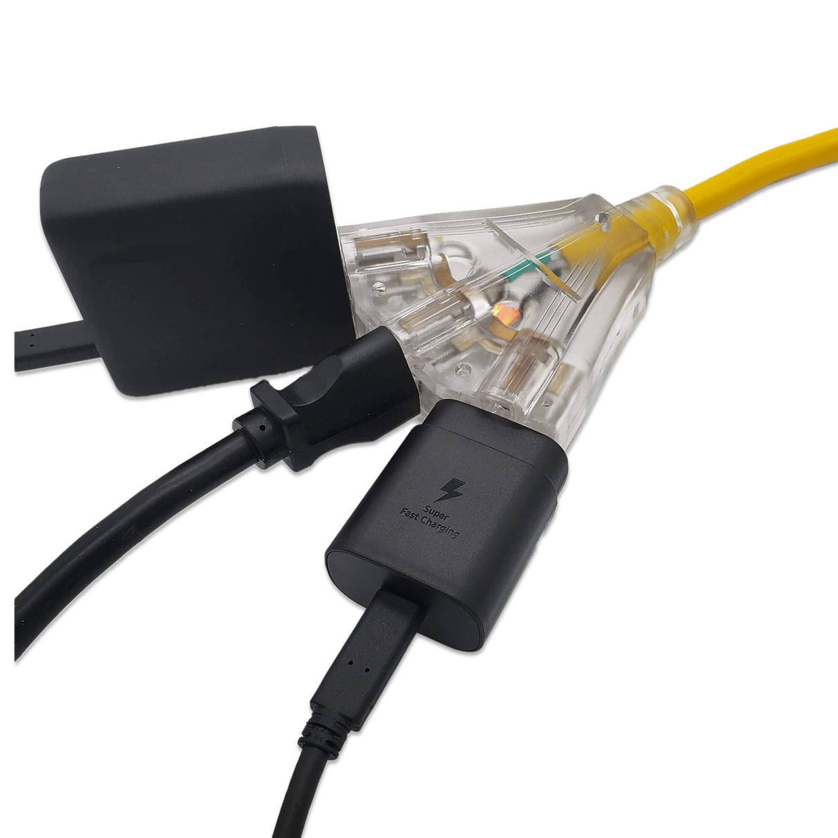 100 ft - GFCI 12 Gauge Heavy Duty Extension Cord - 3 Outlet SJTW - Indoor/Outdoor Extension Cord by Watt's Wire - 100' 12-Gauge Grounded 15 Amp Extension Cord - GFCI Extension Cord Watt's Wire