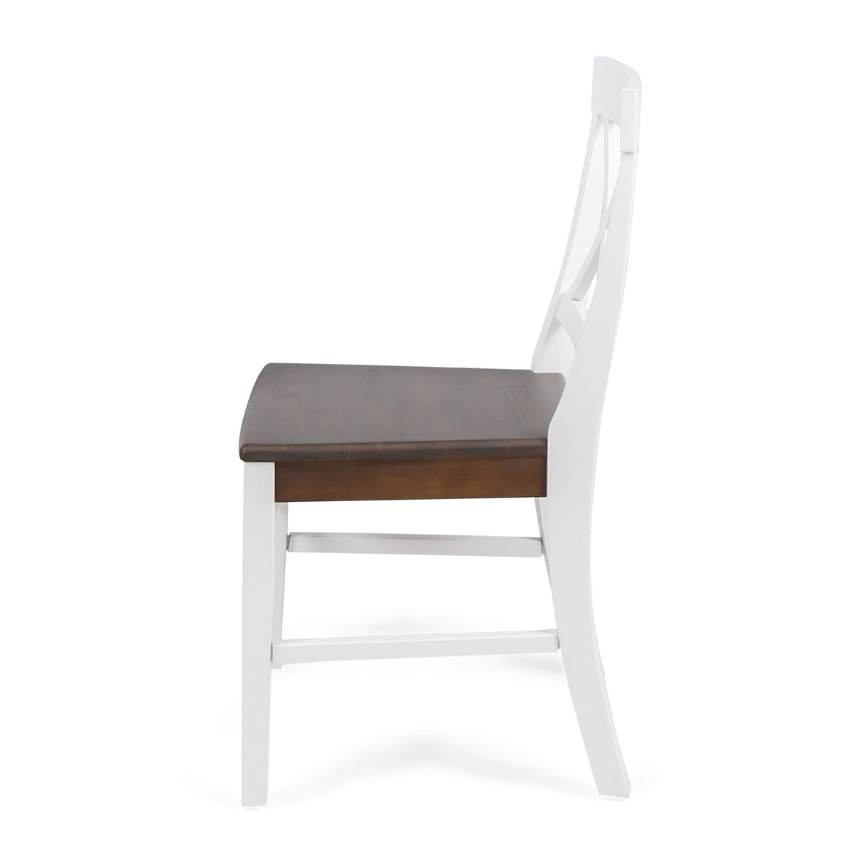 Christopher Knight Home Roshan Farmhouse Acacia Wood Dining Chairs, White / Walnut 21D x 17.75W x 35.5H Inch GDFStudio