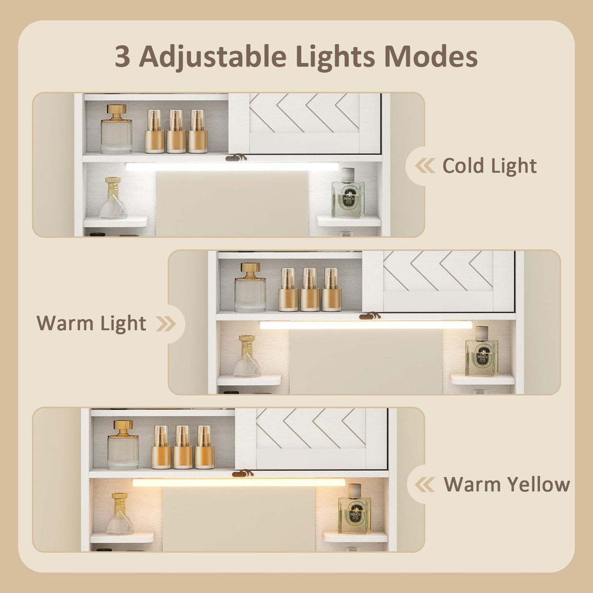 ARTETHYS Floating Vanity Desk with Mirror and Lights Small Wall Mounted Makeup Set with Storage White Farmhouse Dressing Table for Tiny Space ARTETHYS