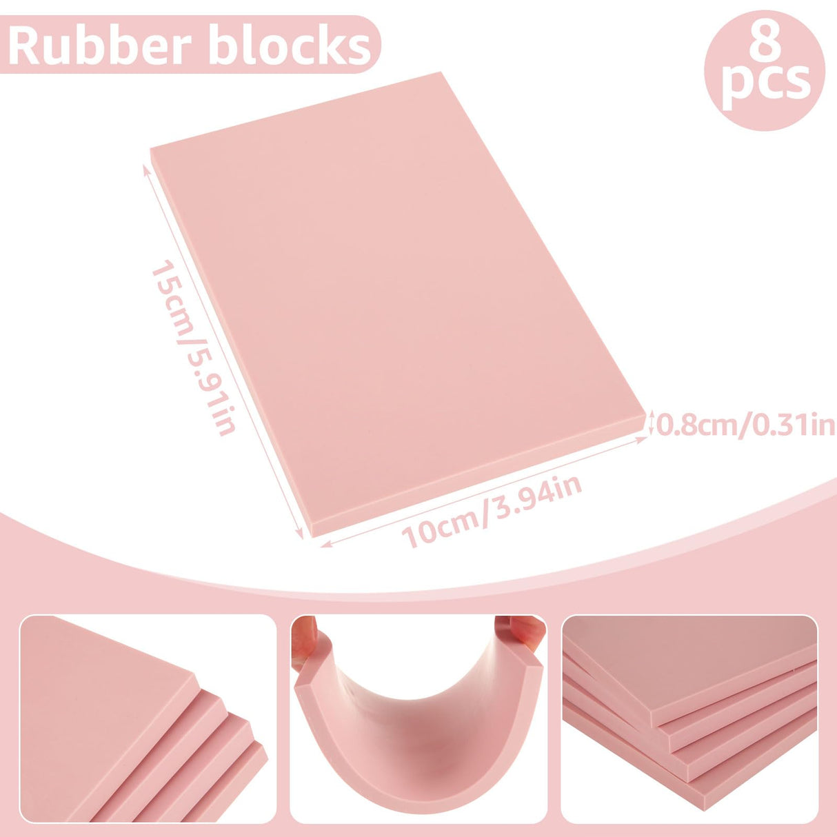 DIRBUY 10 Pack Rubber Stamp Making Kit - Block Printing Kit,Linoleum Carving Tools with 8 Type Blades, 8 Pcs Pink Rubber Carving Block and Rubber Brayer Roller DIRBUY