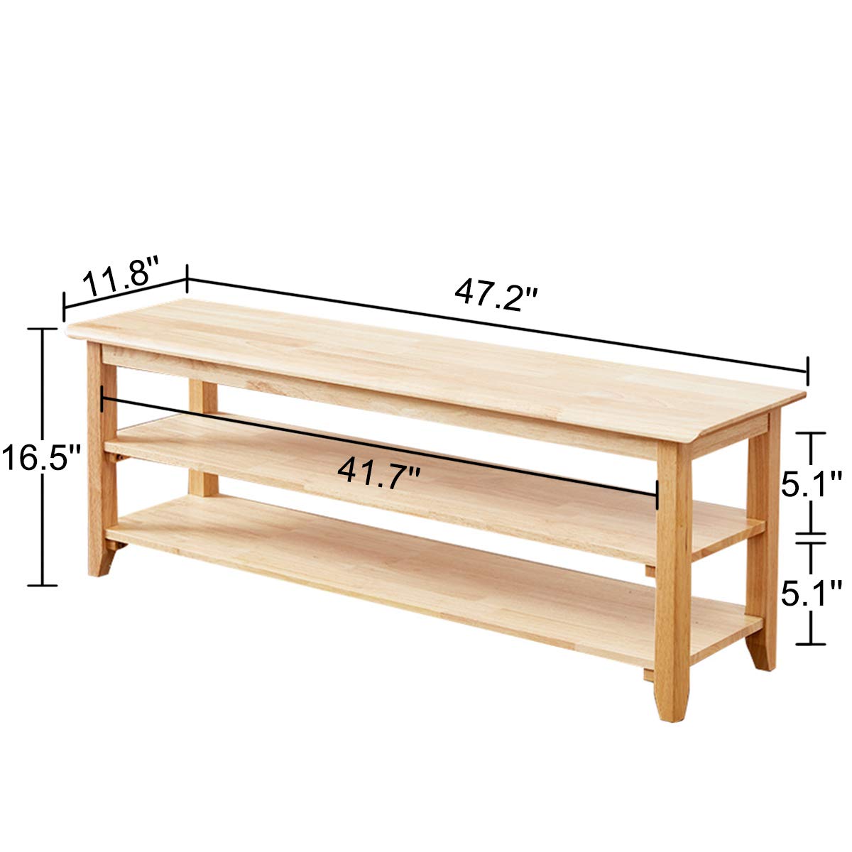 XKZG Storage Bench Wooden Shoe Bench Simple Style Wood Entryway Bench Shoe Rack (Natural,47.2") XKZG