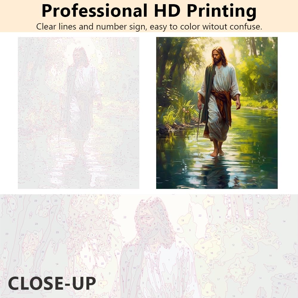 TUMOVO Jesus Paint by Numbers, Adult Paint by Number Prayer in The Forest Paint-by-Number Kits DIY Acrylic Painting Kits On Canvas Religious Spirit Paint by Number for Adults, 16 x20 Inch TUMOVO
