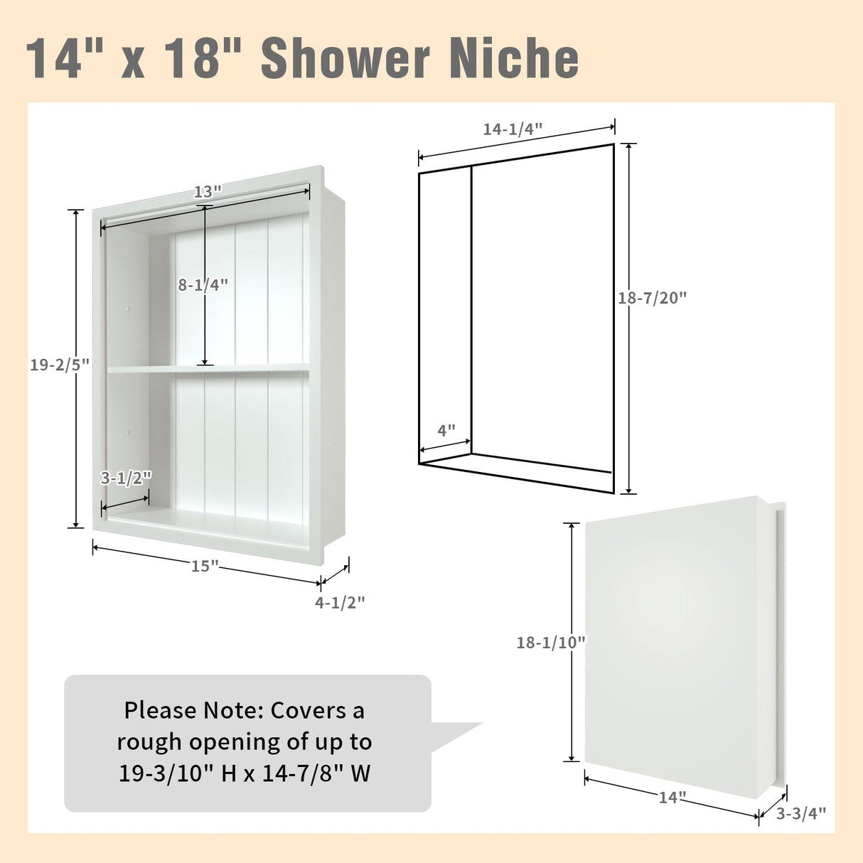 Nalwort 14" x 18" Recessed Medicine Cabinet, 2-Tier Wall Niche for Bathroom, Bedroom, Living Room, Kitchen, White, Solid Wood Wall Medicine Cabinet Nalwort