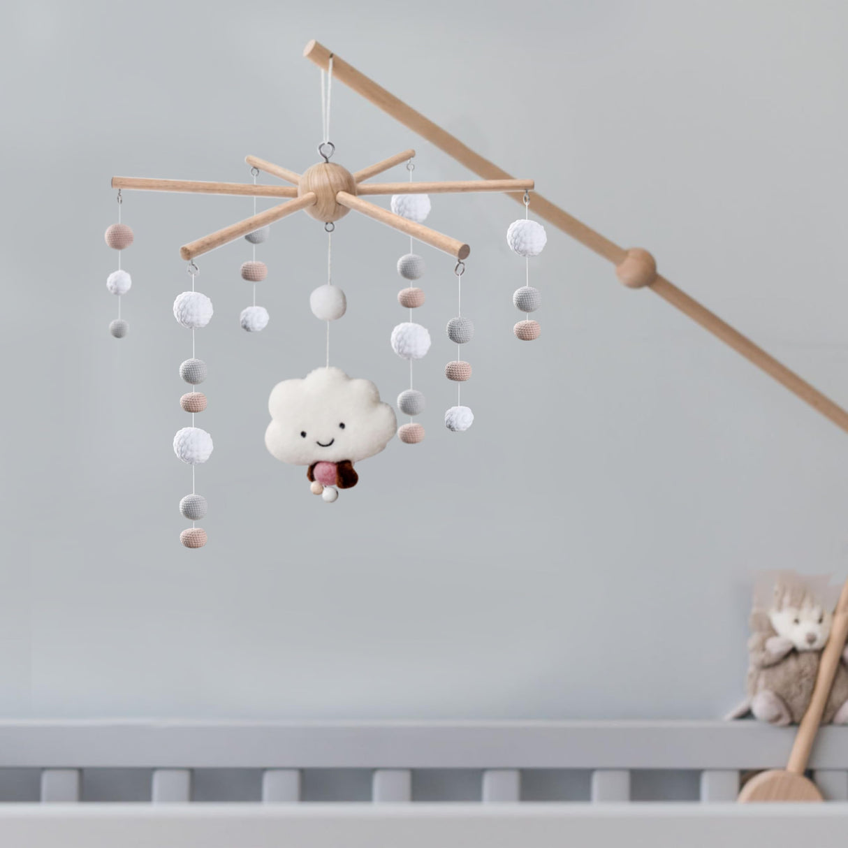 Baby Mobile Kit Frame DIY for Crib Decorative Natural Wooden Wind Chime Equipment Hanger for Infant Boy Girl Home Nursery Creative Craft Wall Balcony Hanging Toy Bell Accessories Bedroom Ceiling Decor Marsrut
