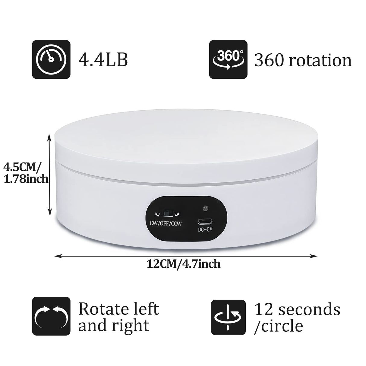 USLINSKY Exhibition Stand for Sublimation Tumbler, 360° Automatic Mute Rotating Revolving Platform 12oz, 20oz&50oz Heat Press Blanks Tumblers Skinny Straight, Cup(White), White-01 (ZT-001) USLINSKY