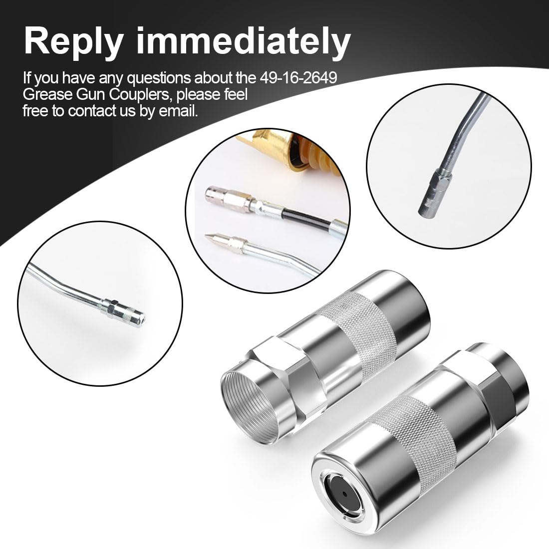 49-16-2649 Grease Gun Couplers, Replacement for Milwaukee Grease Gun Tips, Fits M18 and M12 Grease Gun, High Pressure Grease Couplers - 4 PCS Popbee