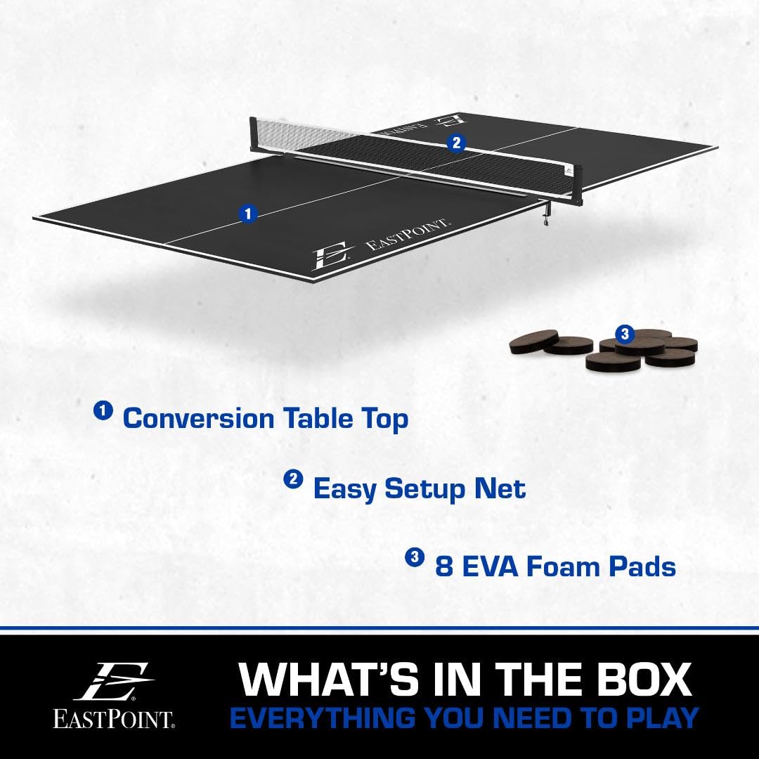 EastPoint Sports Ping Pong Conversion Top, Foldable Table Tennis Topper, Lightweight and Portable, Zero Assembly Required, Blue EastPoint Sports