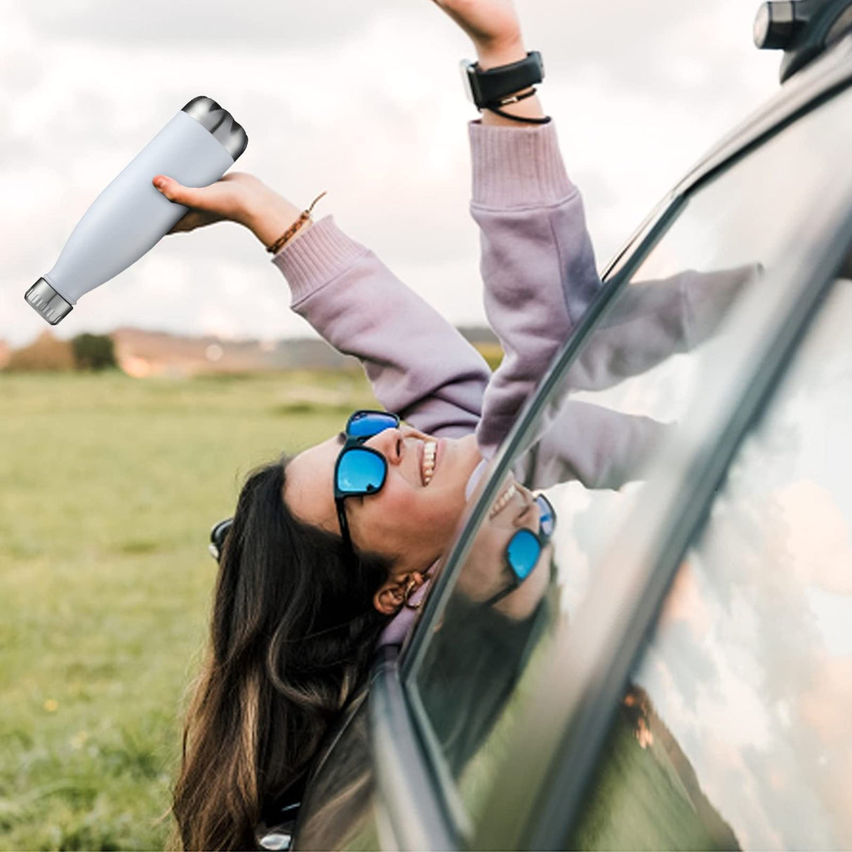 HASLE OUTFITTERS 17oz Stainless Steel Water Bottles Bulk, Vacuum Insulated Water Bottles Double Walled Powder Coated Reusable Metal Sports Water Bottles Keep Drinks Hot and Cold, White, 8Packs HASLE OUTFITTERS