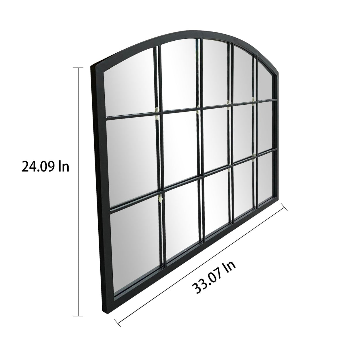 WAMIRRO Wide Window Pane Black Mirror,Farmhouse Arched Wall Mirror,Mantel Mirror for Fireplace/Entryway/Hallway/Living Room,33“X24” WAMIRRO