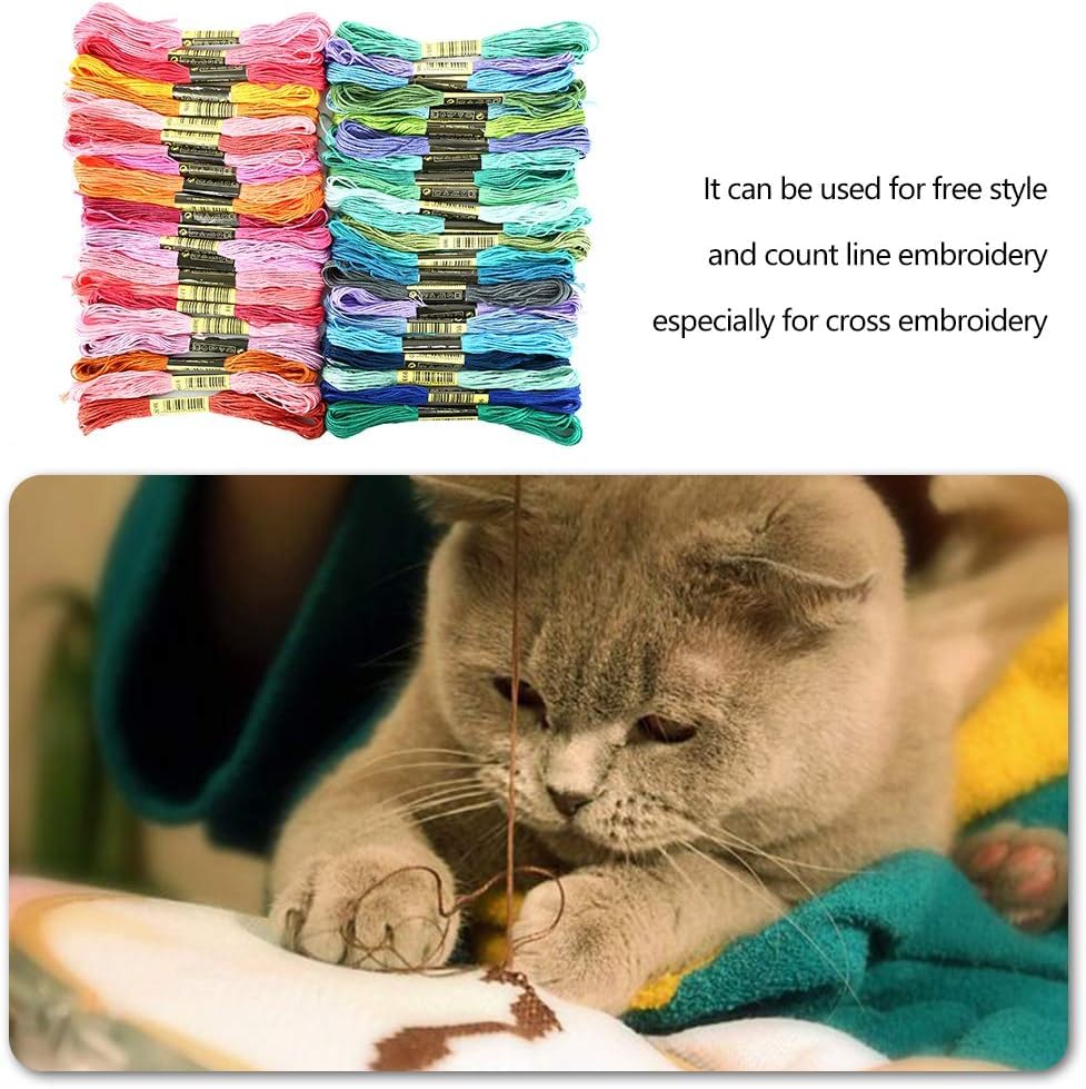 200 Color Embroidery Thread, Embroidery Floss Skeins Cotton Rainbow Color Cross Stitch Threads Sewing Craft Supplies Palettes Bracelets Floss 8m for Friendship Bracelets DIY Crafts DNAMYJME