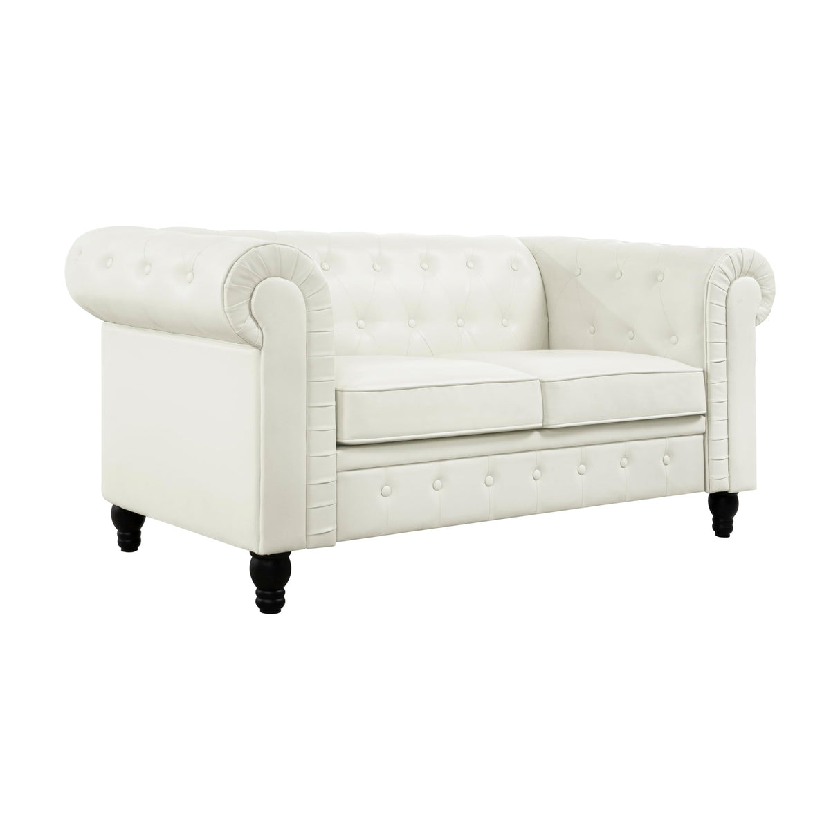Chesterfield Sofa Set Loveseat Only Vintage Couch Farmhouse Furniture Living Room Tufted Loveseat Modern Chesterfield Loveseat Tufted Couch for Bedroom Leather Sofas for Living Room - Off White Naomi Home
