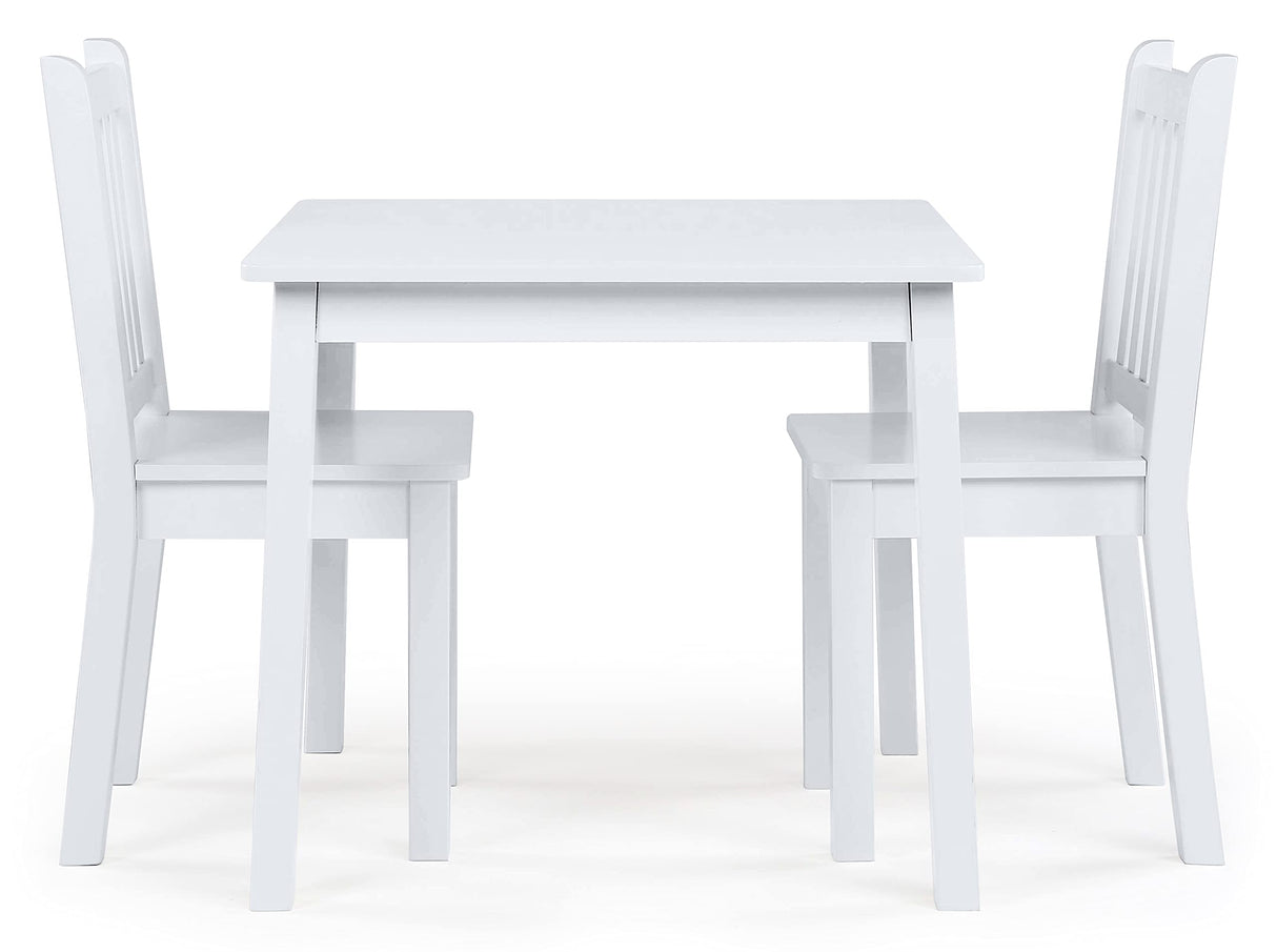 Humble Crew, White Kids Wood Square Table and 2 Chairs Set Humble Crew