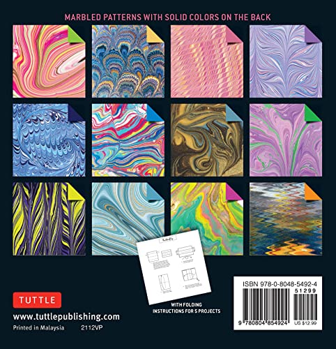 Origami Paper 500 sheets Marbled Patterns 6" (15 cm): Tuttle Origami Paper: Double-Sided Origami Sheets Printed with 12 Different Designs (Instructions for 6 Projects Included) WoodArtSupply