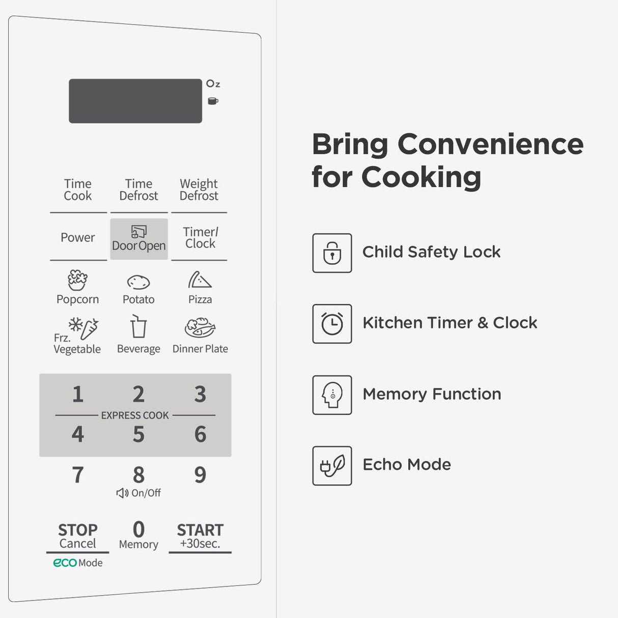 COMFEE' EM720CPL-PM Countertop Microwave Oven with Sound On/Off, ECO Mode and Easy One-Touch Buttons, 0.7 Cu Ft/700W, Pearl White COMFEE'
