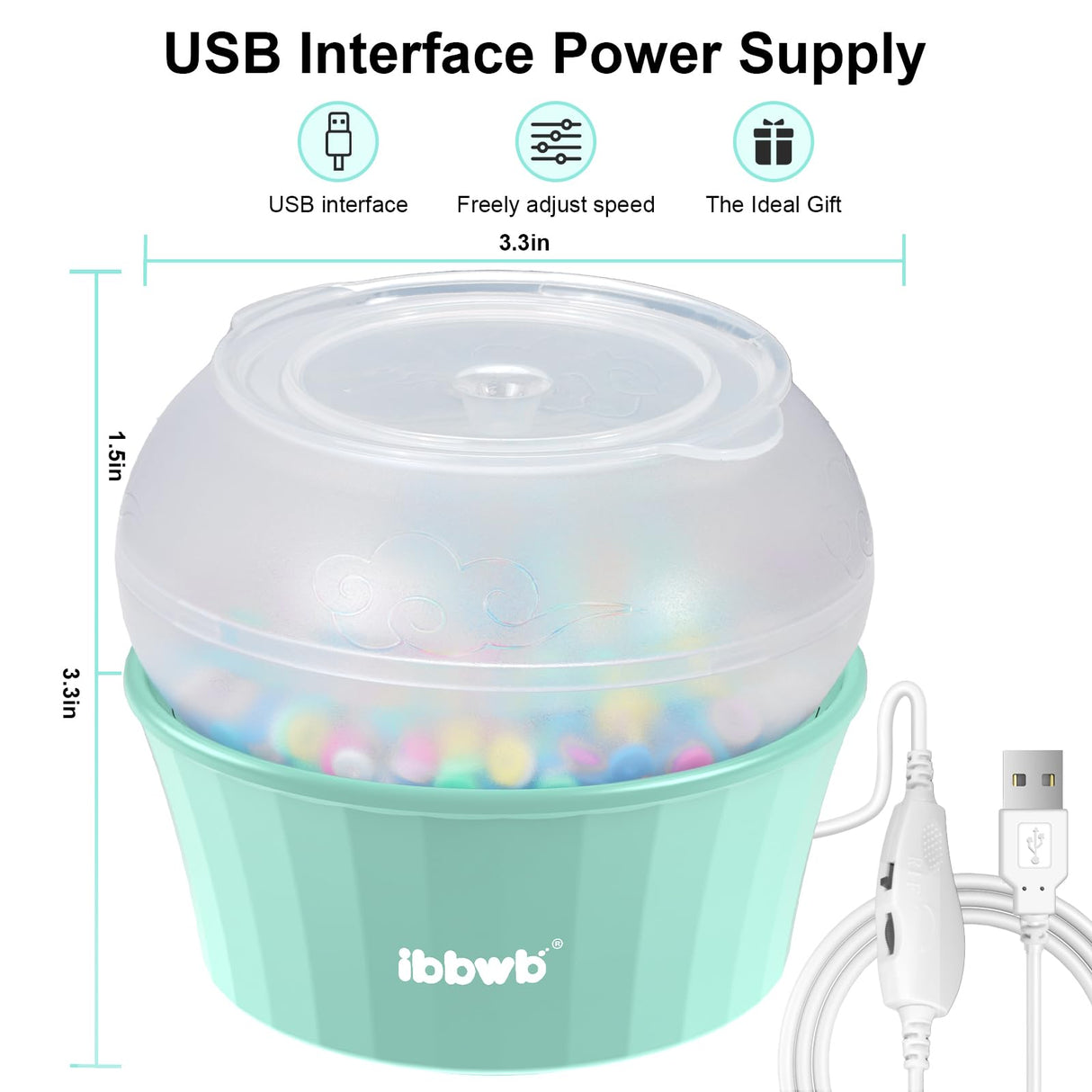 IBBWB Electric Clay Bead Spinner, Bead Spinner Kit with 2000+pcs Beads, Clay Bead Spinner for Jewelry, Clay Beads Bracelet, Waist Beads, Rice Beads, Making of Handicraft Gifts (Light Green) IBBWB