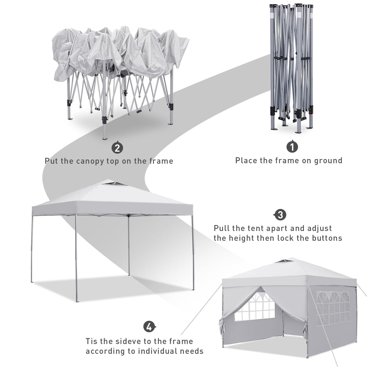 GDY 10x10ft Pop-up Paint Tent,Pop Up Canopy Tent with Sidewalls, Instant Shelter Portable Outdoor Canopies with 4 Removable Side Walls, (White GDY