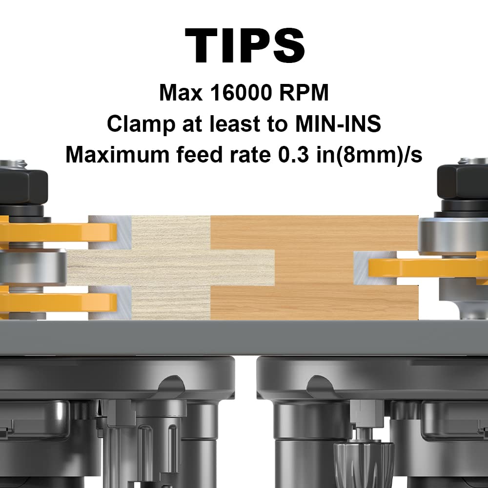 XDENGP Professional 2 PCS Tongue and Groove Router Bit Set 1/4 Inch Shank, 3 Teeth T Shape Wood Milling Cutter Woodworking Tools, Matched Oak Hardwood Floor Wainscoting Boards Joinery Router Bit XDENGP