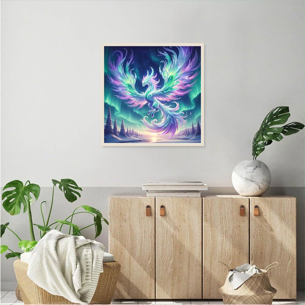 JFYHAB Phoenix Diamond Art Kits for Adults, Phoenix 5D Diamond Painting Kits for Beginner DIY Aurora Gem Art Full Drill Diamond Dots Crystal Craft Kits for Home Wall Decor Gifts 12x12in JFYHAB