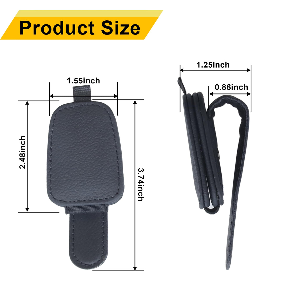 Yuoyar 2 Packs Sunglasses Holders for Car Visor - Magnetic Leather Sunglasses Holder and Ticket Card Clip - Car Visor Accessories (Black) Yuoyar