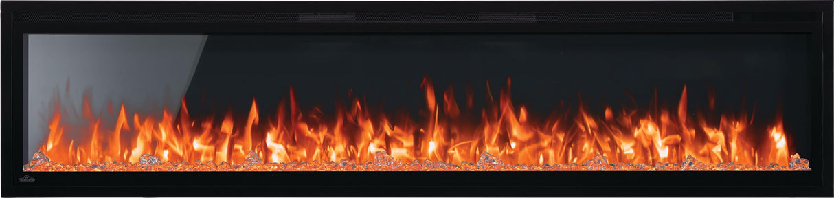 Napoleon Entice 72 - NEFL72CFH - Wall Hanging Electric Fireplace, 72-in, Black, Glass Front, Glass Crystal Ember Bed, Multiple Flame Colors, Remote Included Napoleon