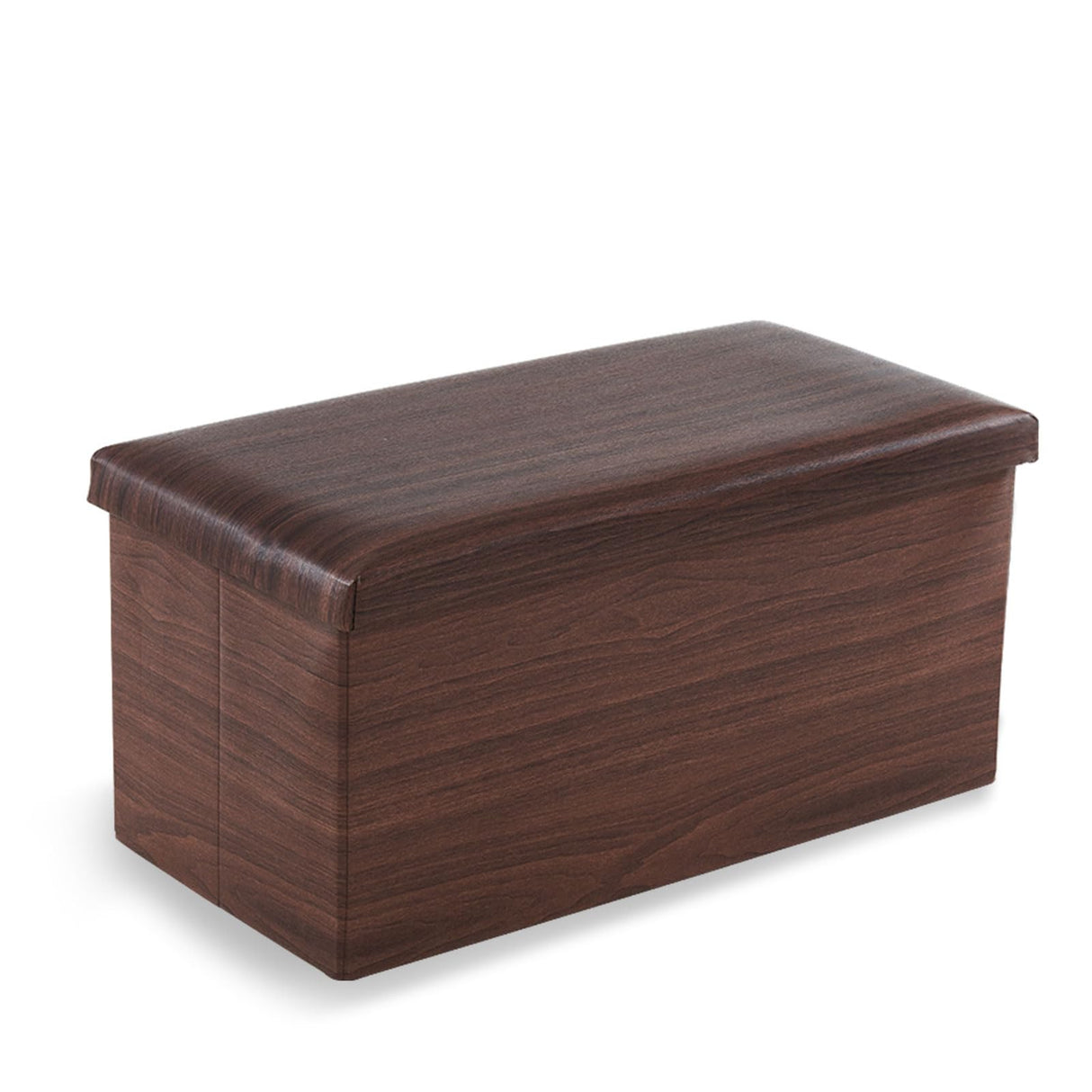 YOUDENOVA 30 inches Folding Storage Ottoman Bench, 80L Storage Bench for Bedroom and Hallway, Faux Leather Brown Footrest with Foam Padded Seat, Support 350lbs, Wood Grain Brown YOUDENOVA