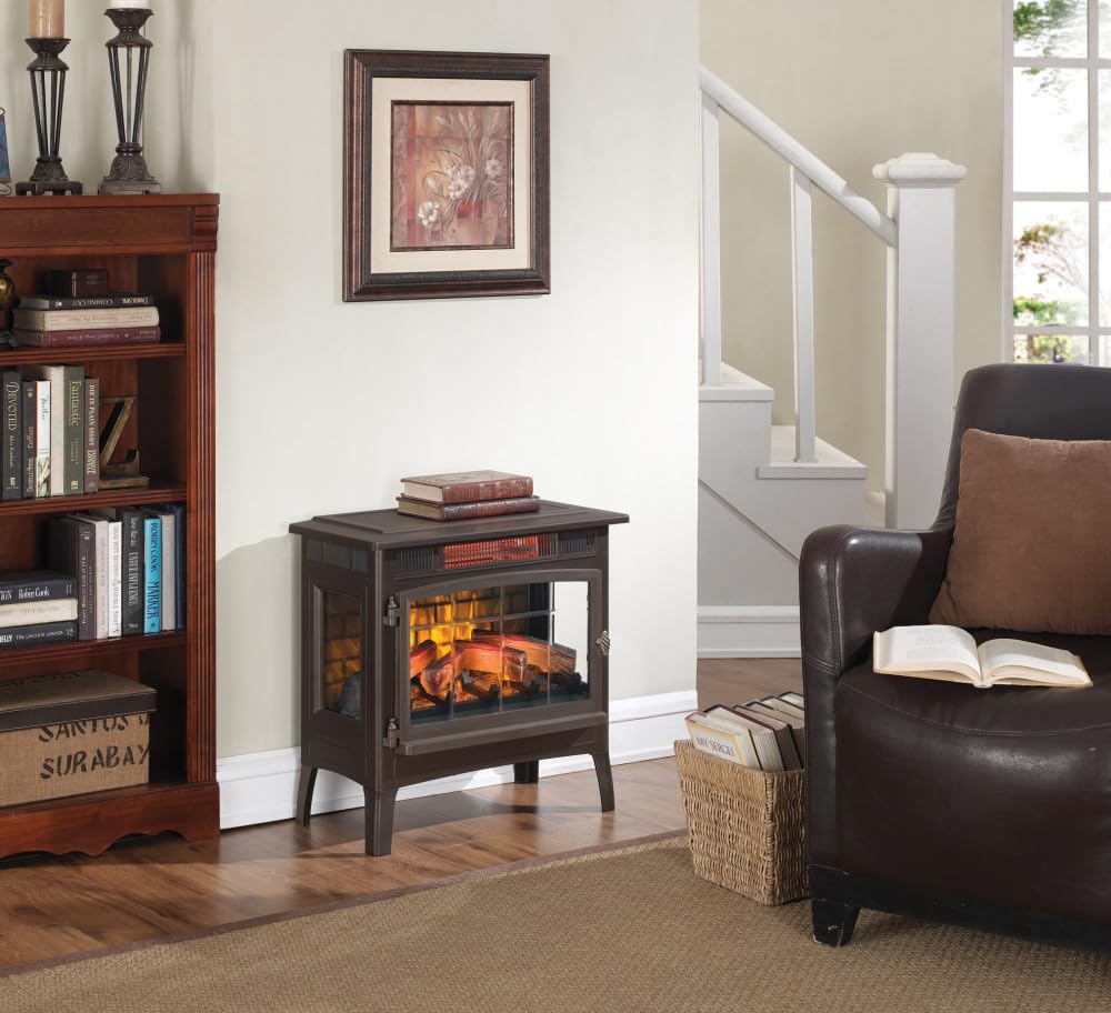 duraflame Freestanding Electric Fireplace Stove Heater with 3D Flame Effect for 1,000 Sq. Ft, Bronze Duraflame