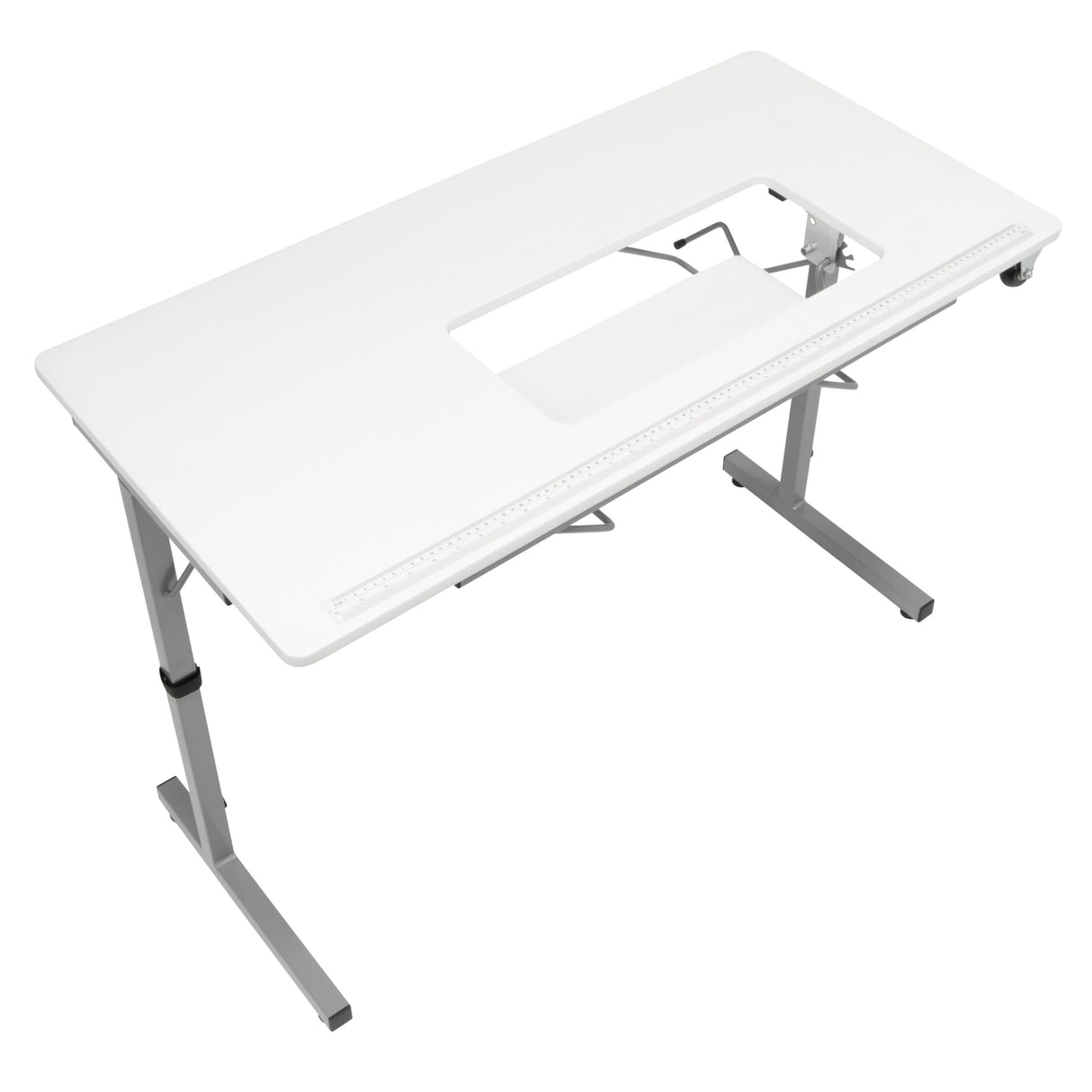 Rollaway II Compact Portable Folding Sewing Table, Silver/White Sew Ready