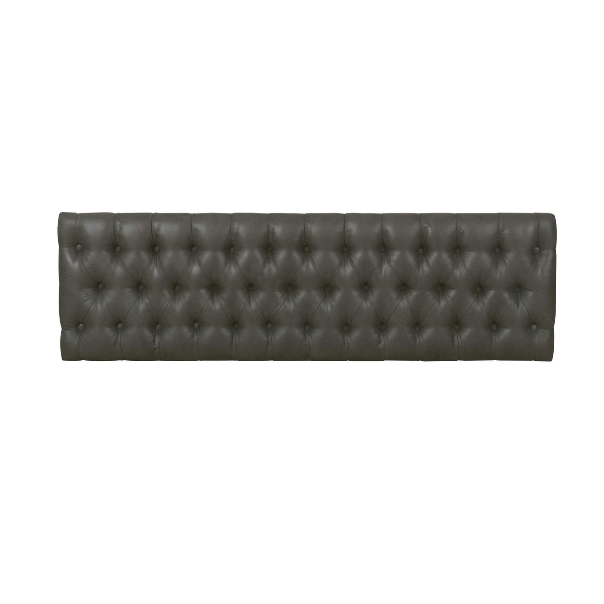 HomePop Upholstered Button Tufted Decorative Bench with Metal Base, Gray Faux Leather HomePop