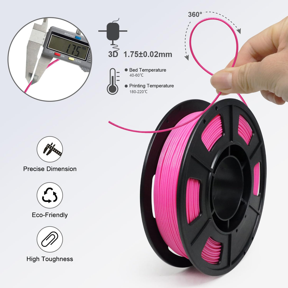 YOUSU PLA Plus Filament 1.75mm Bundle 10x250g, 10 Pack 2.5KG PLA+ Sample 3D Printer Filament, 3D Printing Multi Pack Filament Dimensional Accuracy +/- 0.02mm Yousu