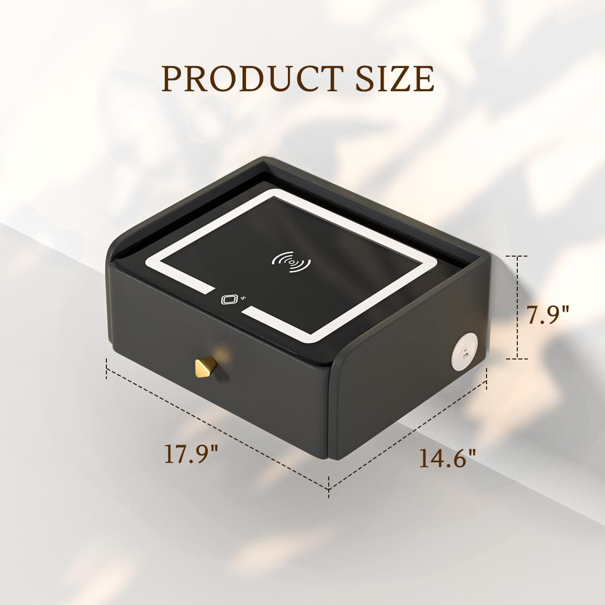 HOMEMORE Smart Nightstand Floating Bedside Table LED Nightstand with Charging Floating Nightstand Bedroom Options for Young People.Black HOMEMORE