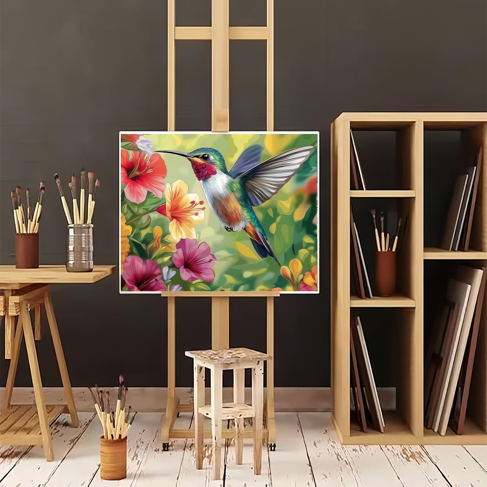 Natuyalo Paint by Numbers for Adults Beginner, Hummingbirds and Flowers Acrylic Painting by Number Kits Animal DIY Art Craft Kits Suitable for Home Wall Decoration Frameless (16x20 Inch) Natuyalo