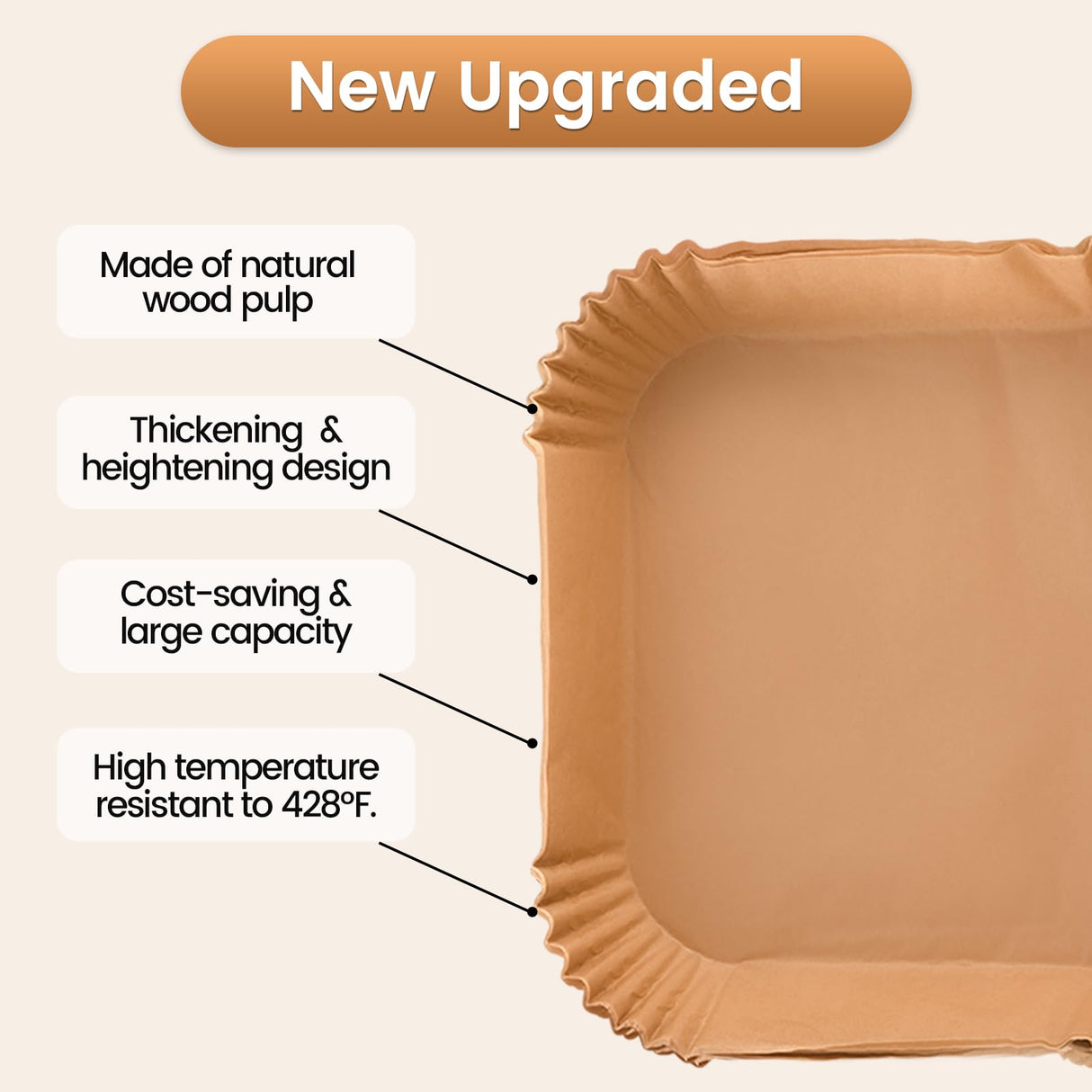 UMETRE air fryer paper liners, 150pcs disposable airfryer liners parchment papers, square 8inch Non-stick sheets, air fryer liners disposable basket, Free of Bleach UMETRE