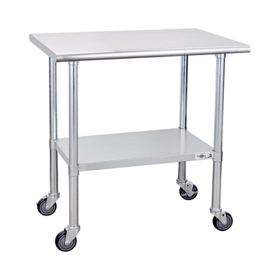 Profeeshaw Stainless Steel Table with Wheels 24x36 Inch, NSF Commercial Kitchen Prep & Work Table with Undershelf and Galvanized Legs for Restaurant, Bar, Utility Room and Garage Heavy Duty Table