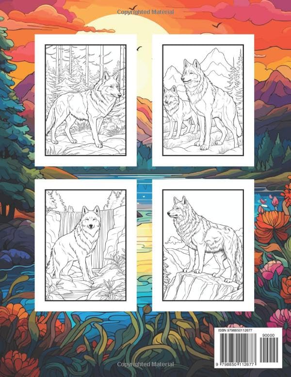 Wolf Coloring Book: For Adults, Kids & Teens, Stress Relief And Relaxation Majosta