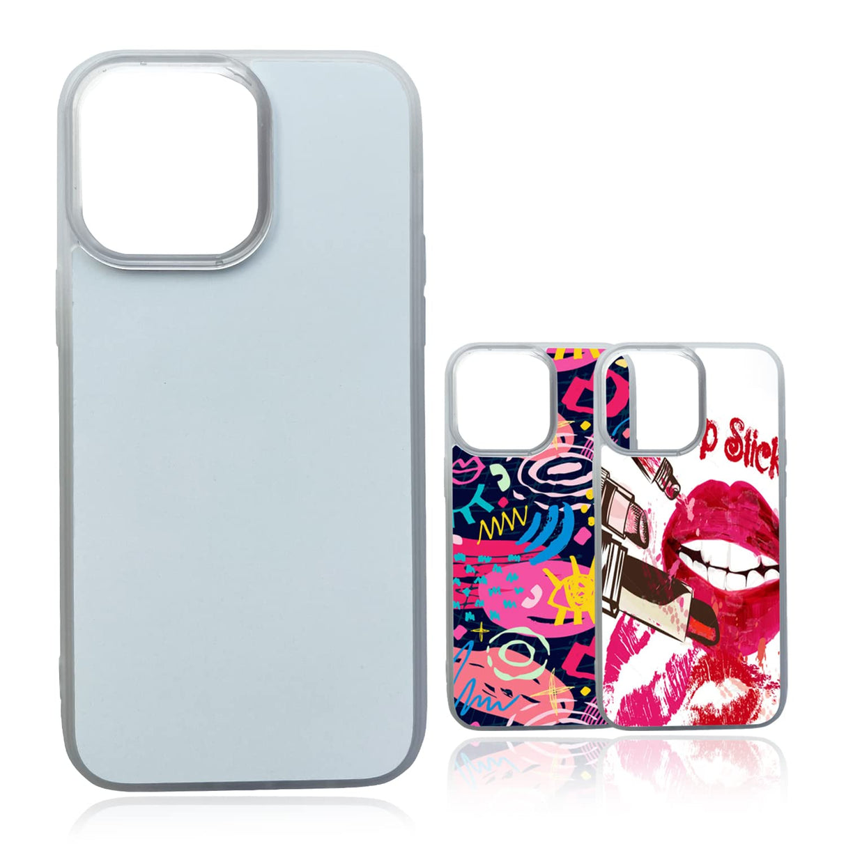 JUSTRY 10PCS Sublimation Blanks Phone Case Bulk Covers Compatible with iPhone 14 Pro Max,6.7-Inch,Easy to Sublimate DIY Customized 2 in 1 2D Soft Rubber Printable Cover with Inserts Matte Clear JUSTRY