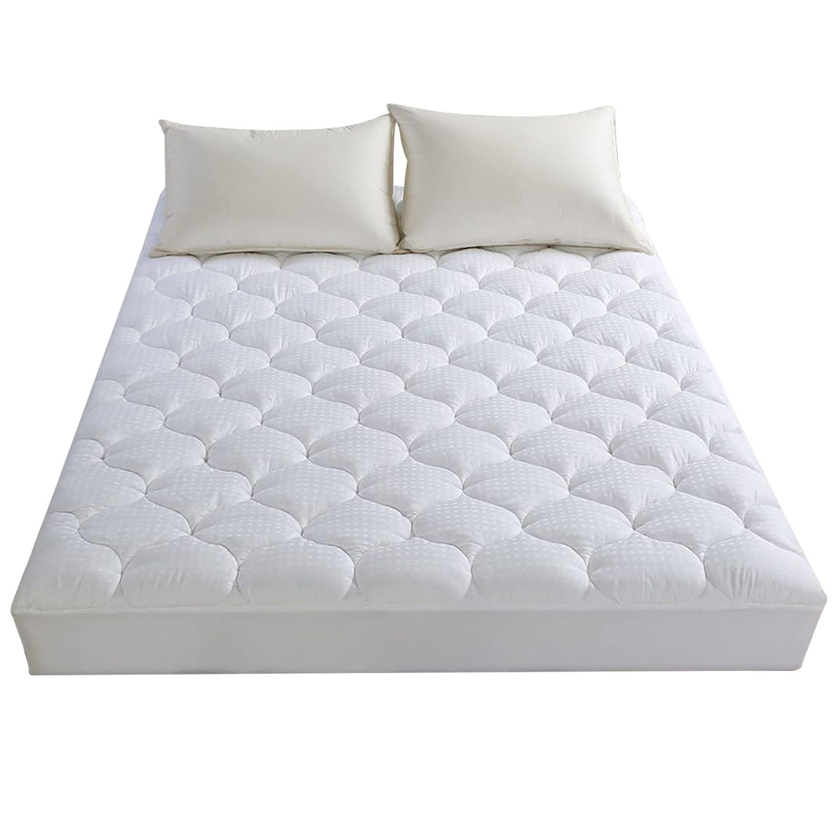 LEISURE TOWN King Mattress Pad Fitted Quilted Cotton Mattress Cover Cooling Soft Pillow Top Mattress Topper with Down Alternative Filling Mattress Protector with 8-21 Deep Pocket (78x80 White) LEISURE TOWN