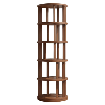 vie poetique Rotating Bookshelf Tower, Wooden, 5 Tier Vertical Rotate Turning Spiral Corner Organizer, 360° Rotating Book Tower, Ideal for Small Spaces, Living Rooms, Corners, Bedrooms (Rural, 5 Tier)