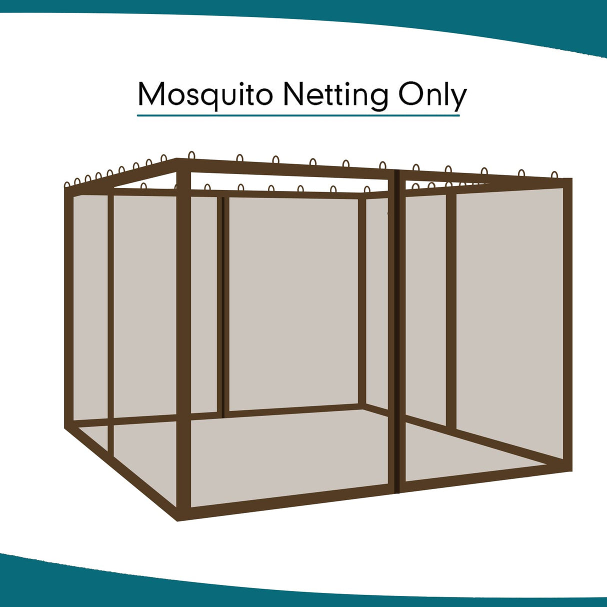 Gazebo Universal Replacement Mosquito Netting - Wonwon Outdoor Gazebo Canopy 4-Panel Screen Walls with Zipper for 10' x 12' Gazebo (Mosquito Net Only) (Brown) Wonwon