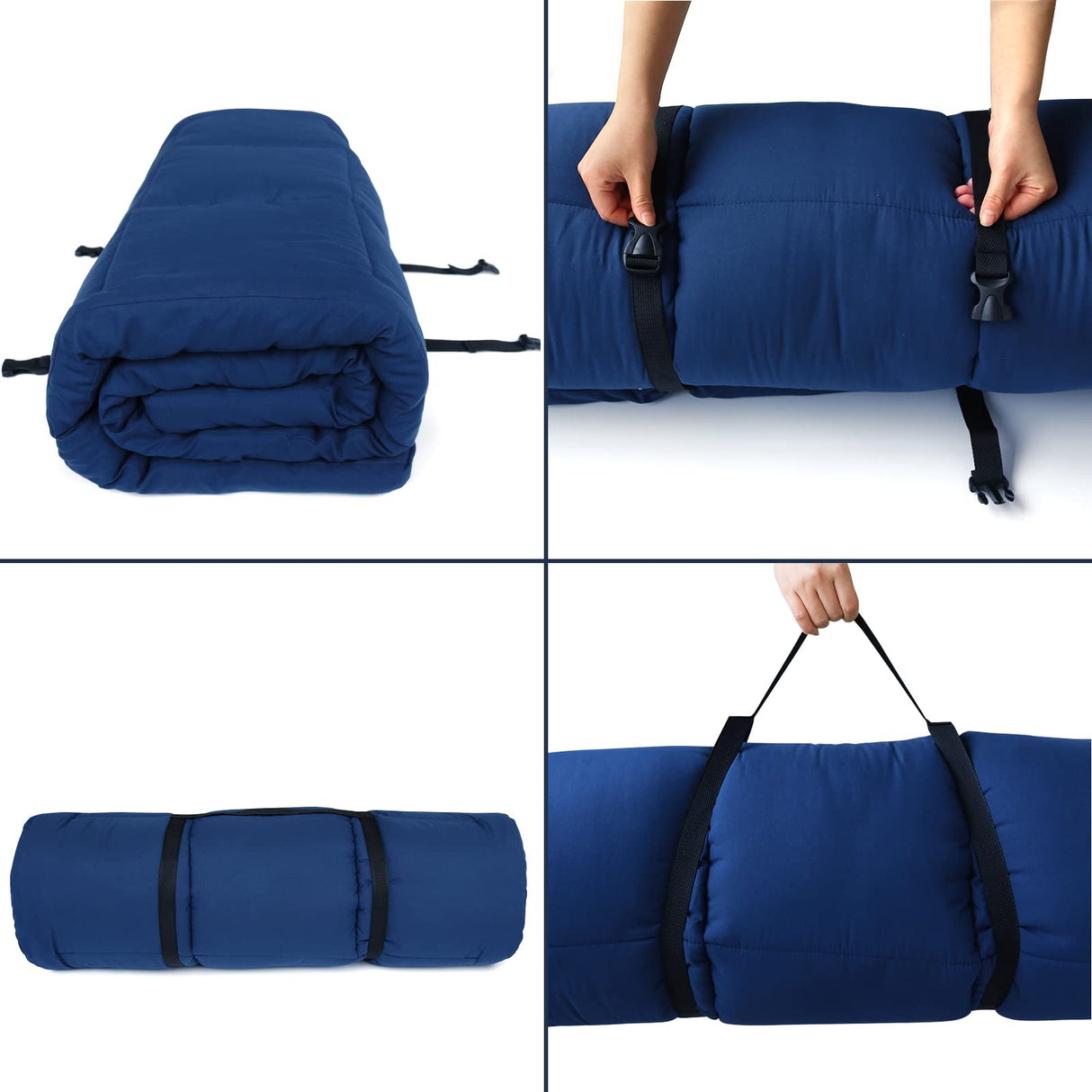 Cot Mattress Topper (Improved Thickness), Quilted Cot Pads for Camping, Soft Comfortable Sleeping Cot Mattress Pad Only, Camping Mattress Pad 75"x30" for Camp Cot/Rv Bunk/Narrow Twin Beds, Navy SPRINGSPIRIT