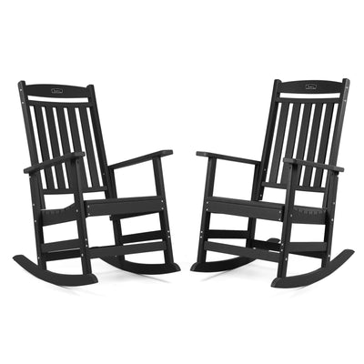 FUNBERRY Patio Rocking Chairs Set of 2,Poly Lumber Rocker,All Weather Rocking Chair Outdoor,High Back Porch Rocker,Cracker Barrel Rocking Chairs for Porch,360lbs