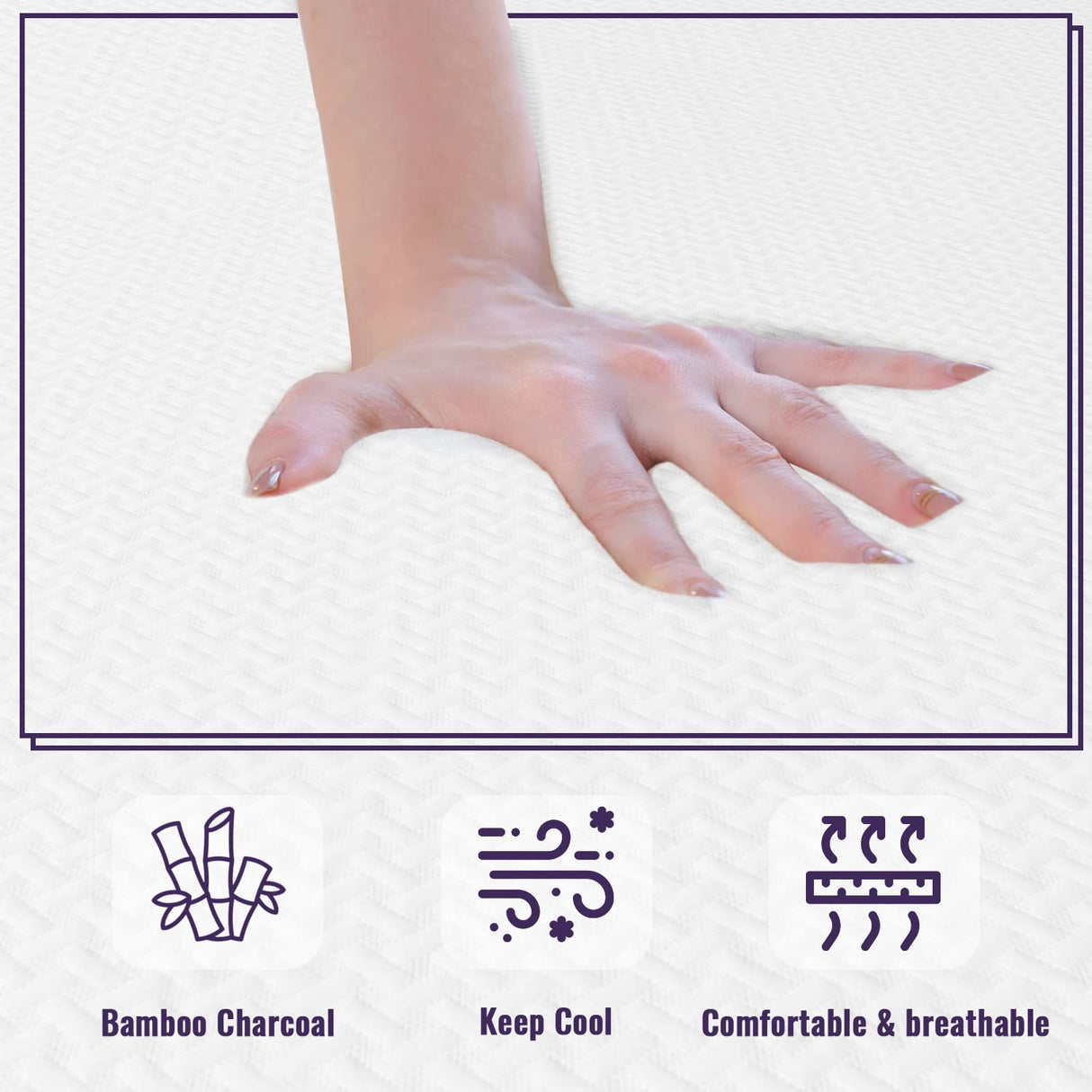 PayLessHere 10 Inch Bamboo Charcoal Gel Memory Foam Mattress CertiPUR-US Certified Removable Soft Cover King mattresses for Bed Frame, Bunk Bed, Trundle, Daybed,White PayLessHere