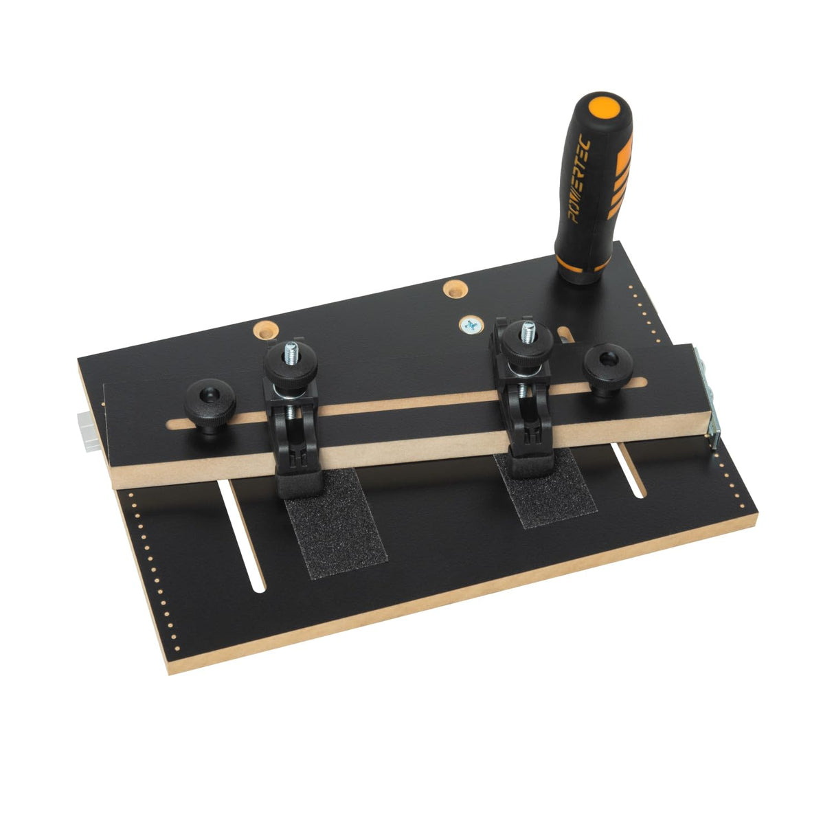 POWERTEC Table Saw Tapering Jig, Small Parts Taper Jig with 3/4" x 3/8" Miter Bar, Adjustable Hold Down Clamp, Non-Slip Grip Strips, Ergonomic Handle - Table Saw Jig Accessories (71875) POWERTEC