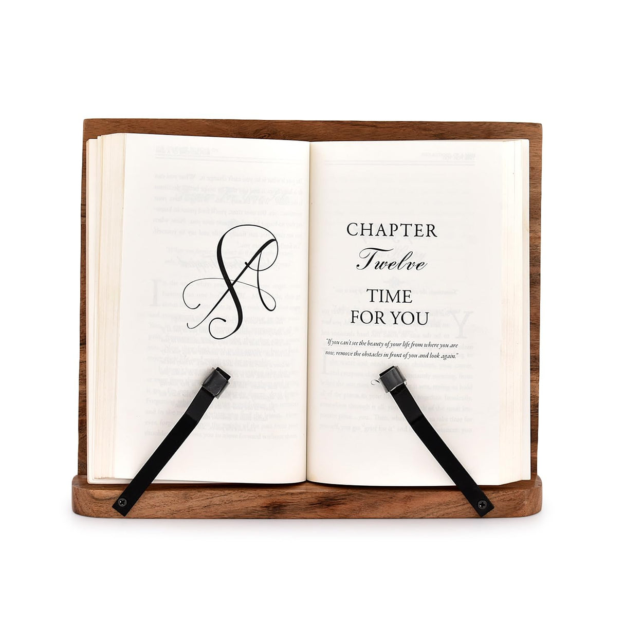 NIRMAN Acacia Wood Book Stand Adjustable Angle Reading Book Holder for Textbook, Receipe, Music Books, Tablet for Home Office Kitchen Lightweight Bookstand (11" x 9" x 1.5") NIRMAN