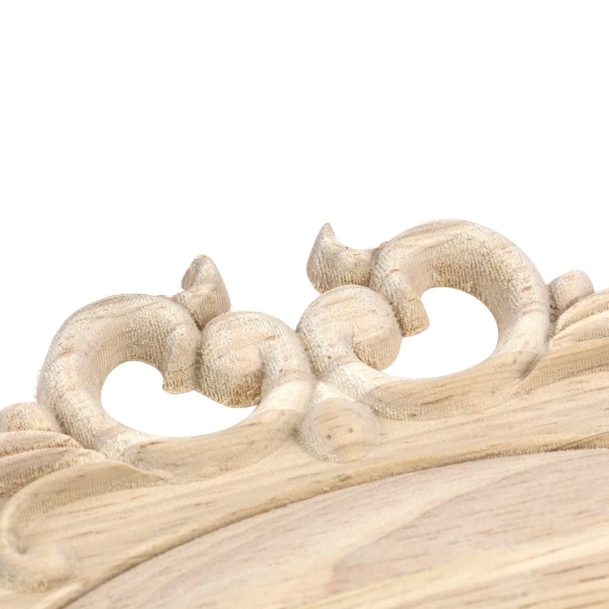 Antrader 1-Pack Wood Carved Onlays Appliques,Oval Shaped Unpainted Solid Wood Carving Decal for Door Cabinet Cupboard Wall Ceiling,26×15cm Antrader