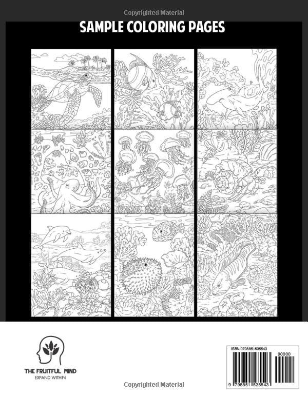 Ocean Life Coloring Book for Adults: Beautiful Ocean Wildlife Designs with Whales, Dolphins, Turtles, Tropical Fish and More WoodArtSupply