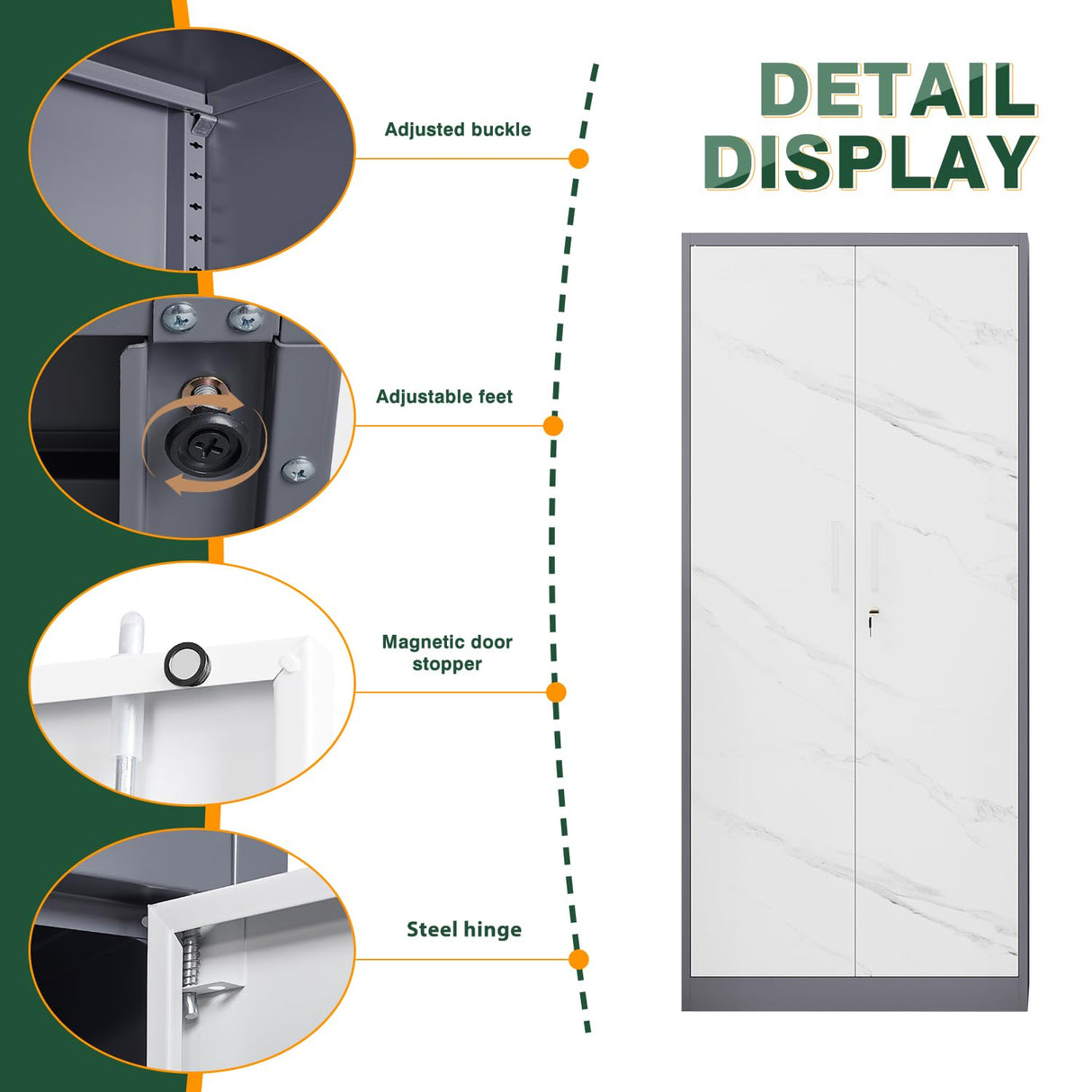 Letaya Wardrobe Closet, 72" H Clothing Storage Cabinet with Adjustable Shelves and Hanging Rod, Bedroom Armoire Clothes Organizer (White Gray) Letaya