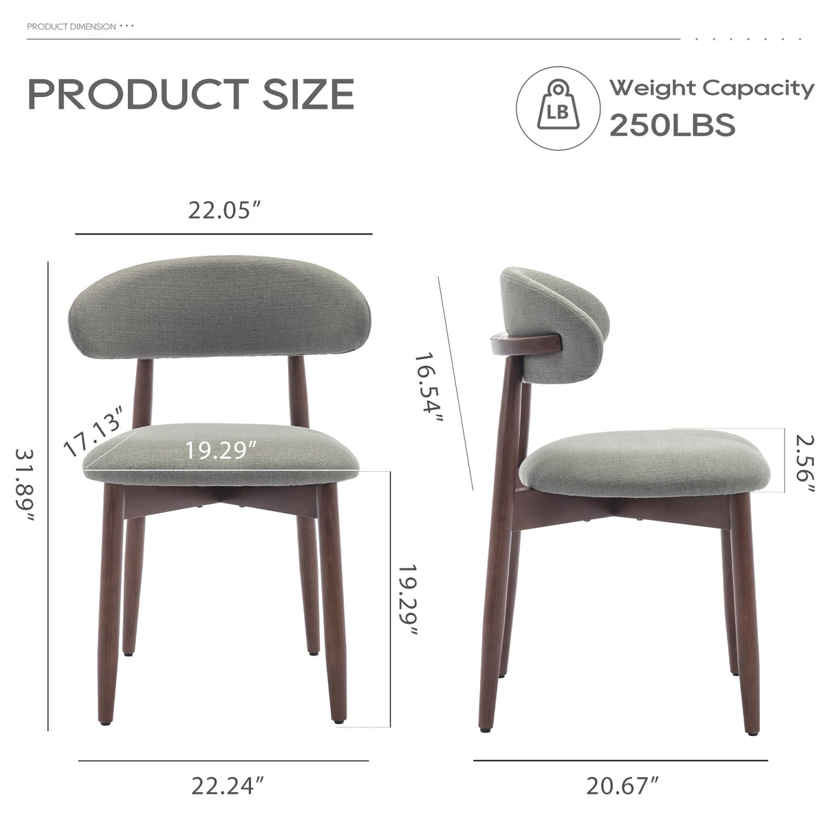 COLAMY Wooden Dining Chairs Set of 2, Modern Fabric Upholstered Kitchen Side Chairs, Farmhouse Dining Room Chair with Foot Pegs, Beige COLAMY