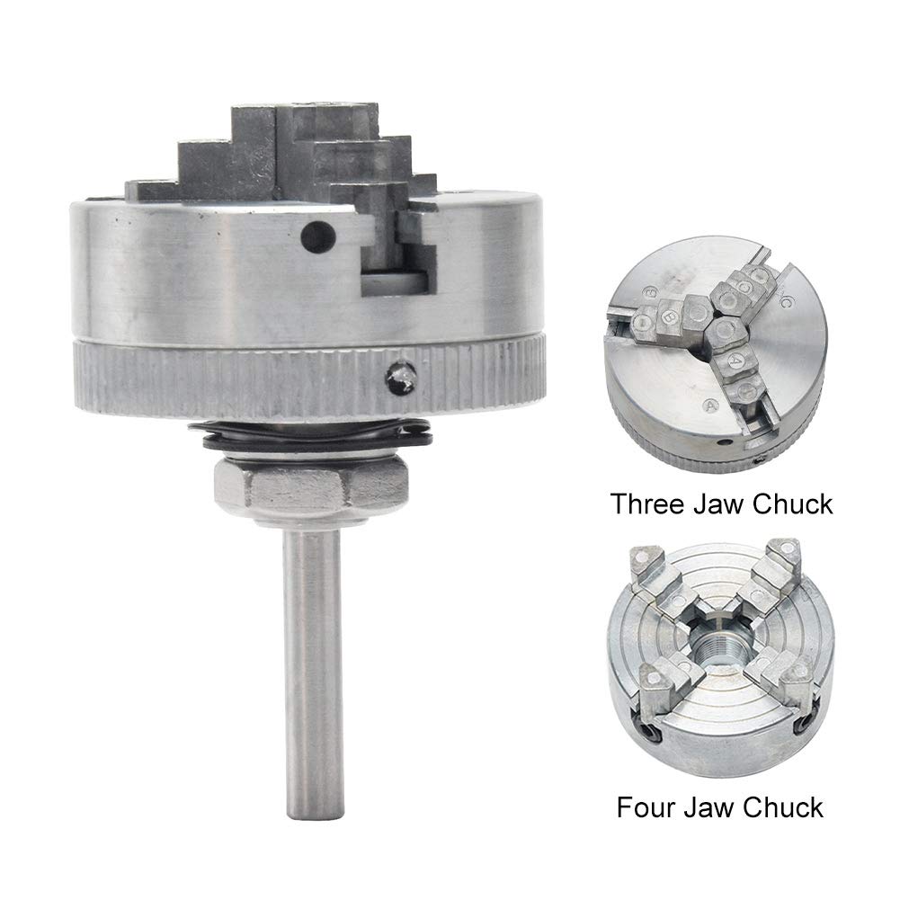 Z011 Mini Lathe Chuck Set - Self Centering Zinc Alloy 3/4 & 4 Jaw Chucks with Connecting Rods, Compatible with Electric Drill (Type B) Faddare